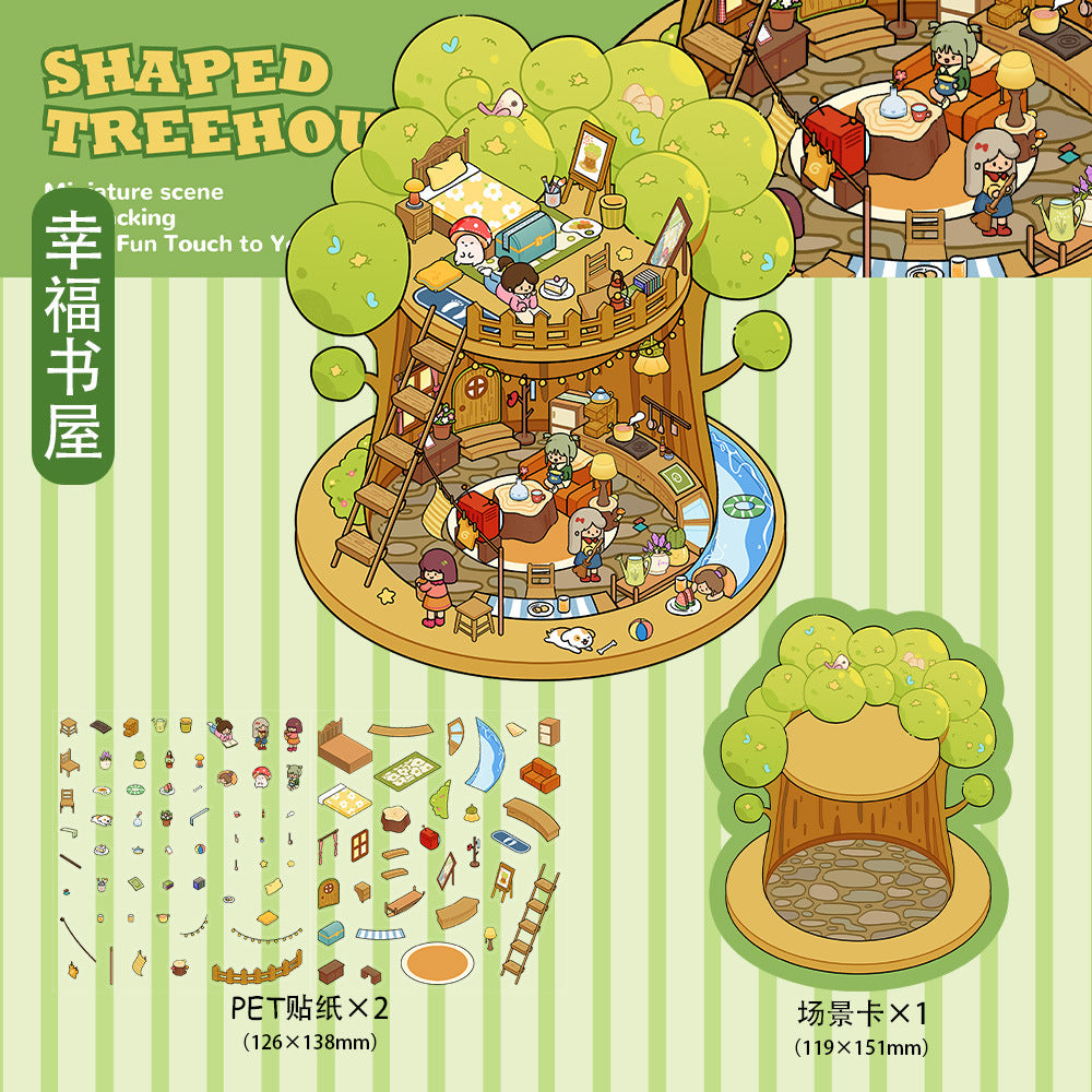 Wholesale Cartoon tree book 3D micro world DIY stickers